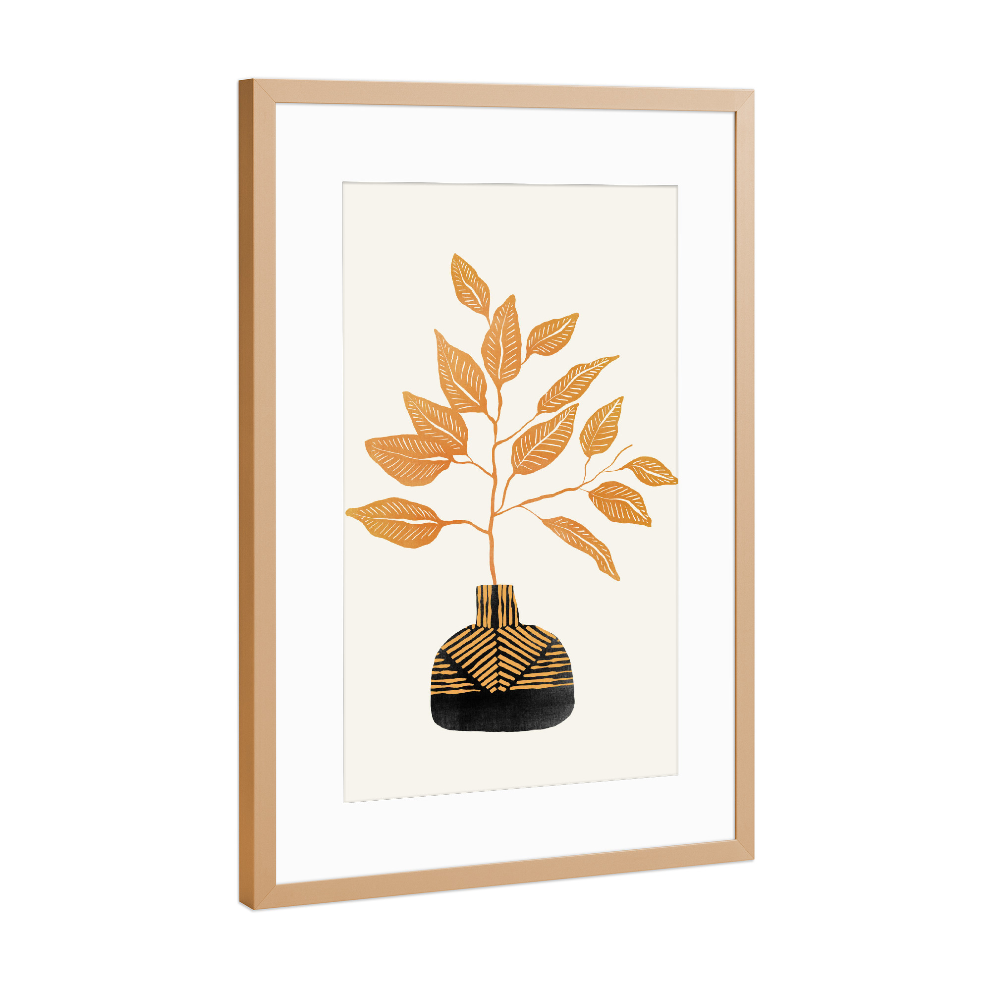 Poster mit Rahmen Kupfer "Cats & Dotz-Tribal Vase" artboxONE - Natur,Floral,Abstrakt