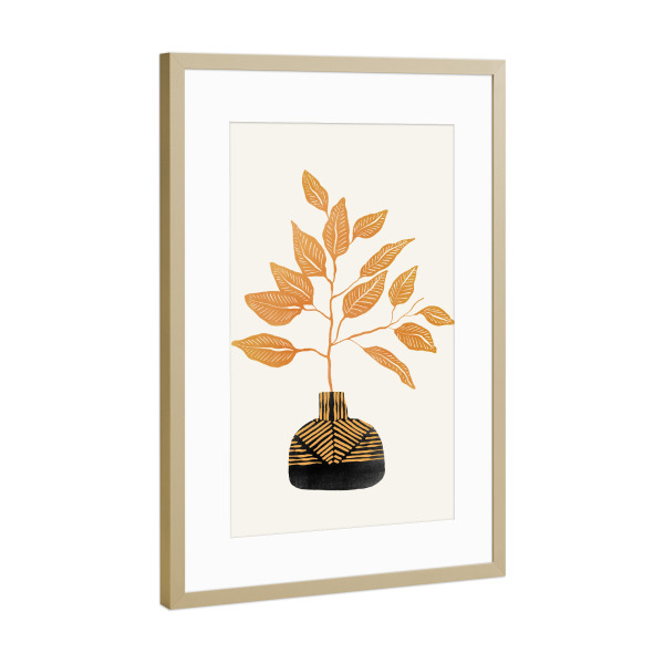 Poster mit Rahmen Gold "Cats & Dotz-Tribal Vase" artboxONE - Natur,Floral,Abstrakt