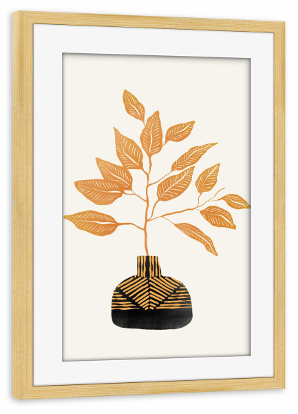 Poster mit Rahmen kiefer "Cats & Dotz-Tribal Vase" artboxONE - Natur,Floral,Abstrakt