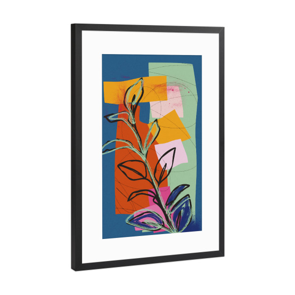 Poster mit Rahmen Schwarz (Metallic) "Abstrakte Natur - Blue" artboxONE - Natur,Floral,Abstrakt