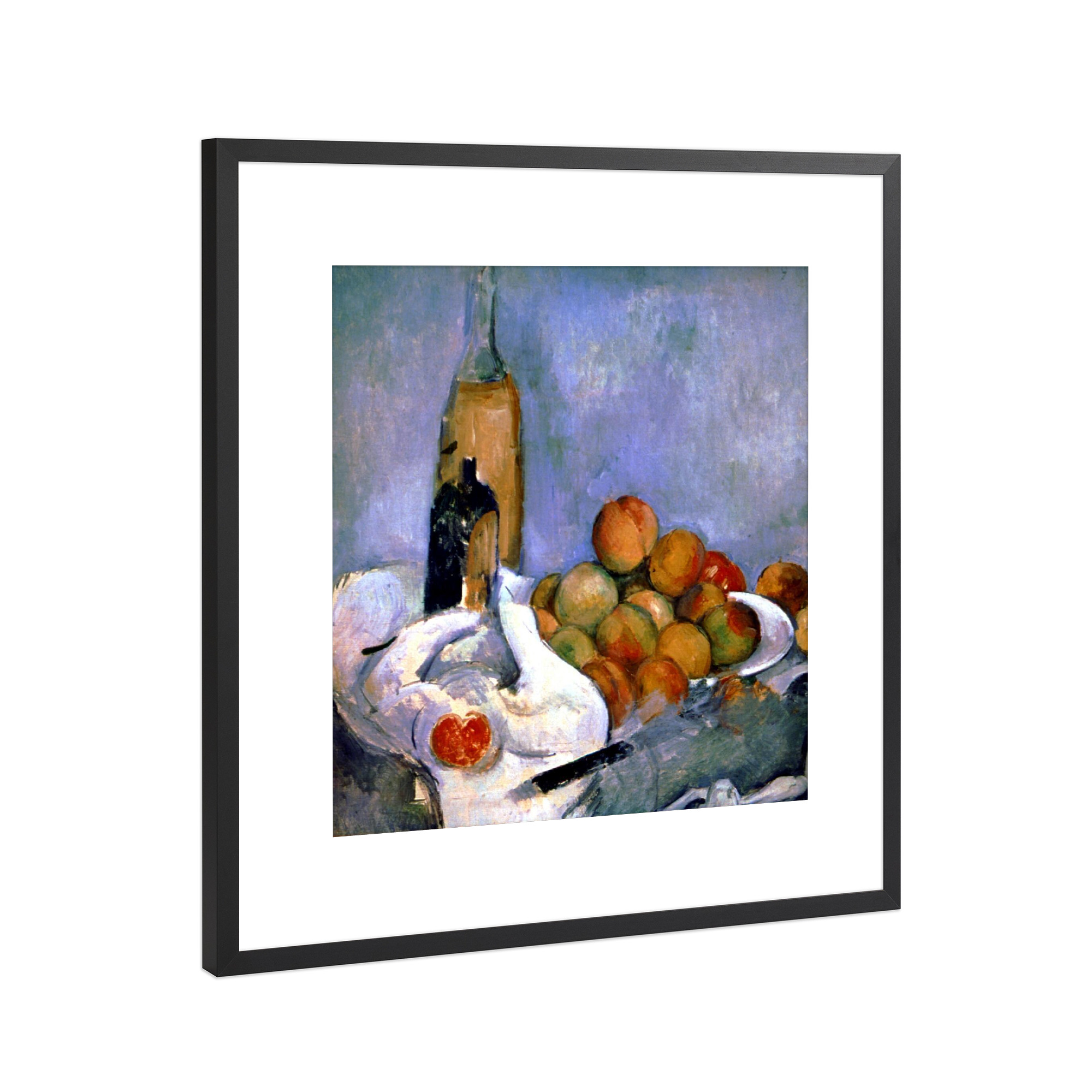 Poster mit Rahmen Schwarz (Metallic) "Bottles and apples" artboxONE - Essen & Trinken,Essen & Trinken / Obst & Gemüse