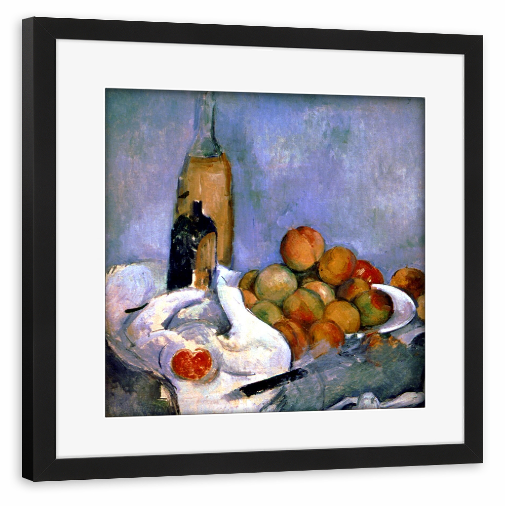 Poster mit Rahmen schwarz "Bottles and apples" artboxONE - Essen & Trinken,Essen & Trinken / Obst & Gemüse