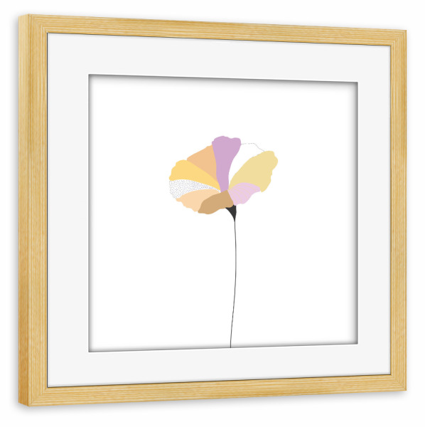 Poster mit Rahmen kiefer "Mohnblume bunt/gelb" artboxONE - Floral,Abstrakt - Mohnblume,Colourful,Fineline,Abstrakt,Abstract,Art,Illustration