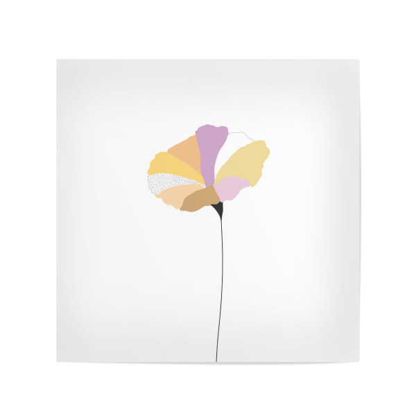 Poster 20x20 cm "Mohnblume bunt/gelb" artboxONE - Floral,Abstrakt - Mohnblume,Colourful,Fineline,Abstrakt,Abstract,Art,Illustration