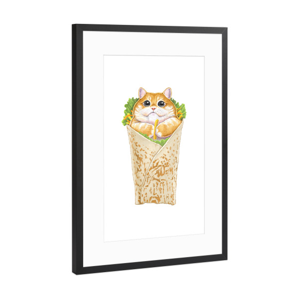 Poster mit Rahmen Schwarz (Metallic) "Schawarmau" artboxONE - Tiere,Essen & Trinken