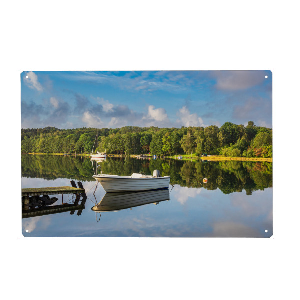 Metall Poster "Steg, Boot und Wasser" artboxONE - Natur,Reise,Reise / Strand und Meer,Reise / Länder