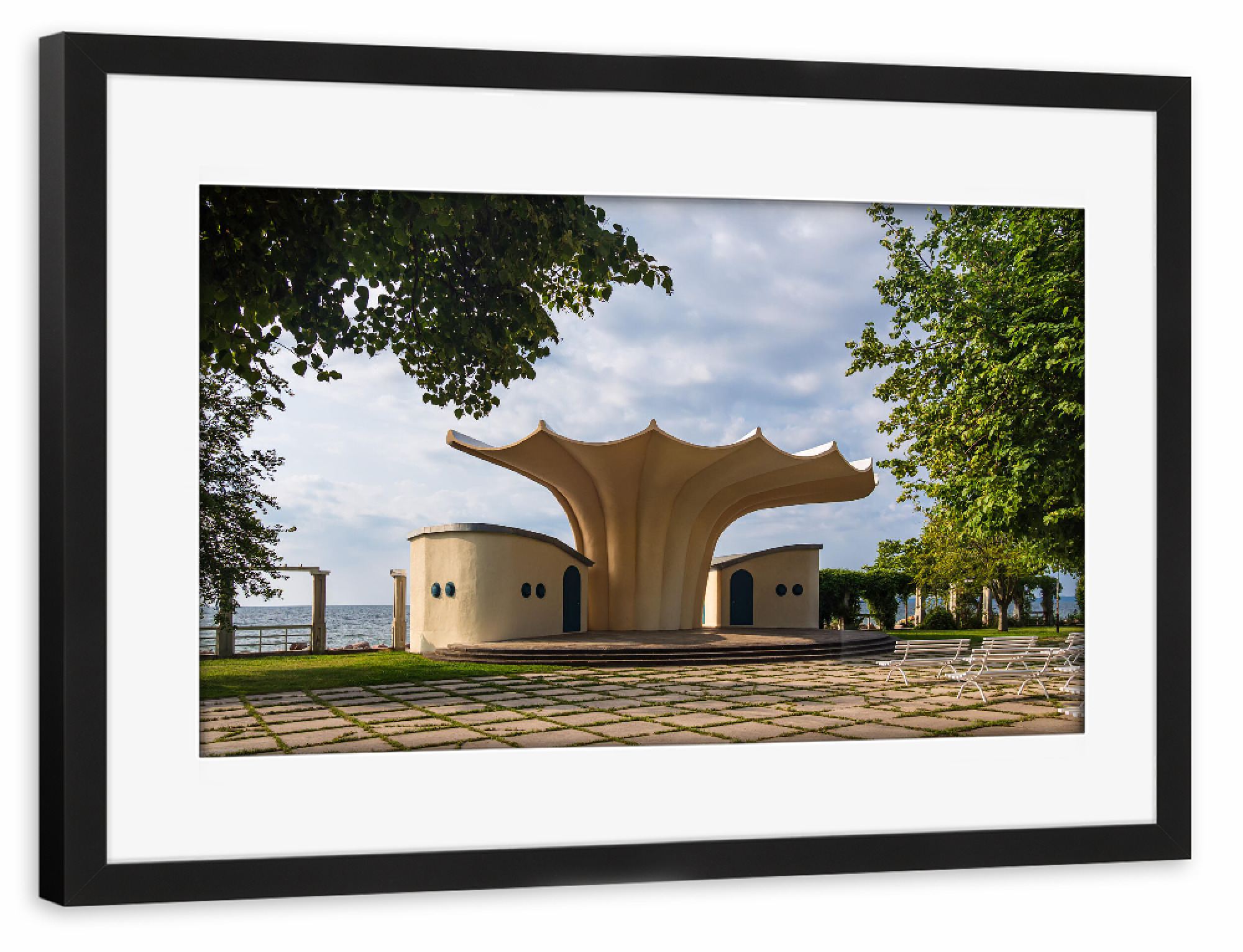 Poster mit Rahmen schwarz "Musikpavillon auf dem Kurplatz" artboxONE - Natur,Reise,Architektur,Reise / Strand und Meer