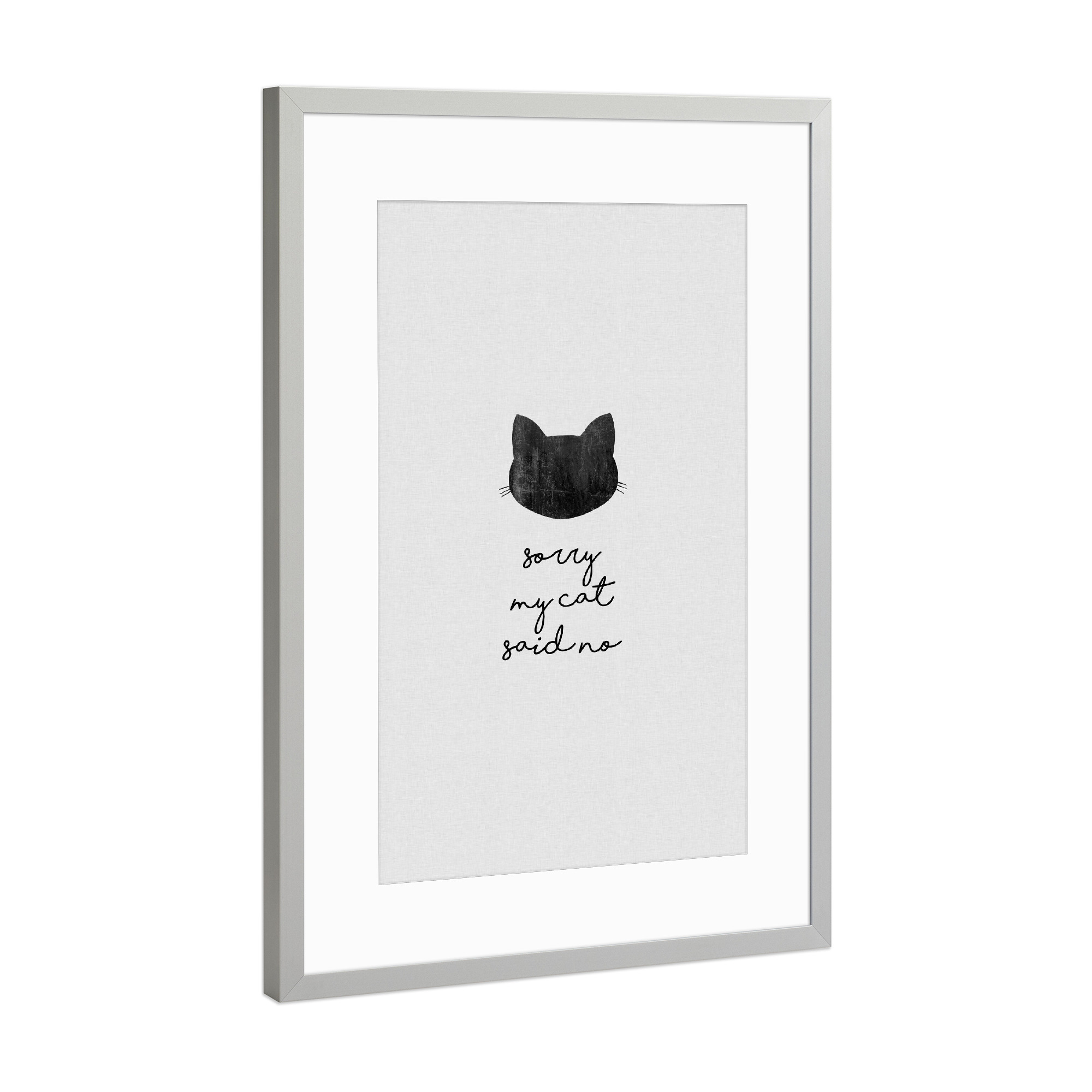 Poster mit Rahmen Silber "Meine Katze hat nein gesagt" artboxONE - Typografie,Tiere,Abstrakt,Lustig