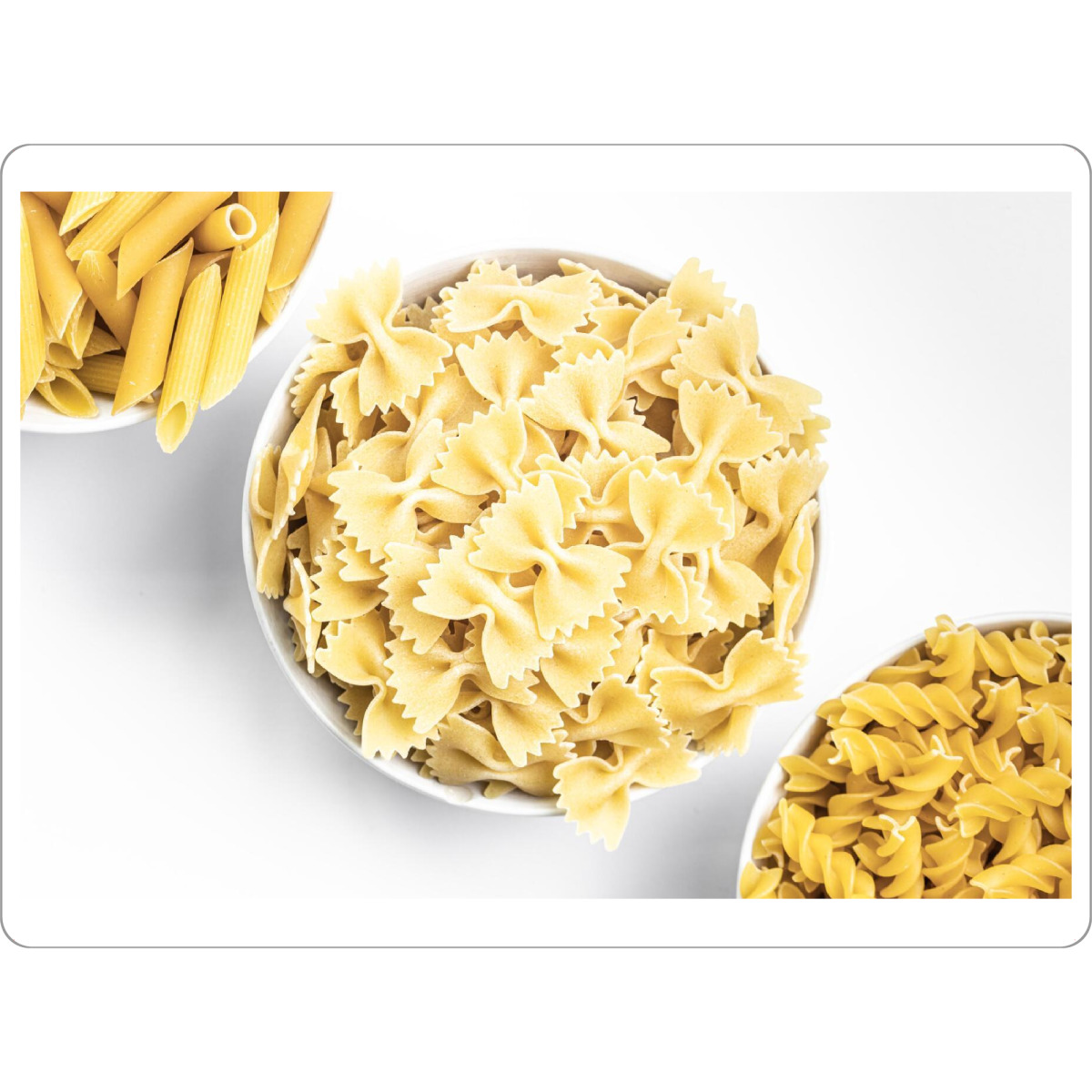 Tischset "3 Mal Nudeln - Detail" artboxONE - Essen & Trinken - Nudeln,Essen,Mahlzeit,Küche,Pasta,Fotografie,Minimalismus,Minimalistisch,Weiß