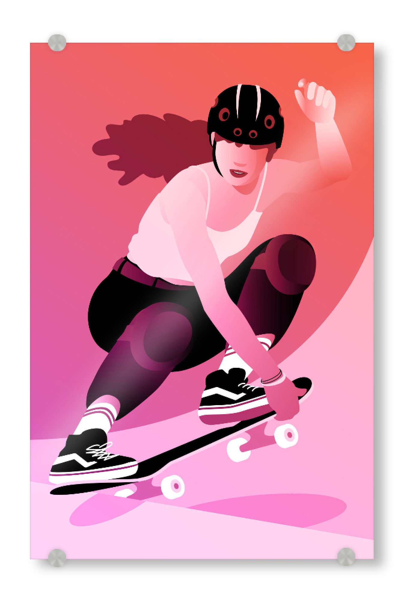 Acrylglasbild "Skaterin macht Skateboard-Tricks" artboxONE - Menschen,Sport