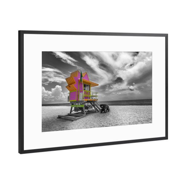 Poster mit Rahmen Schwarz (Metallic) "MIAMI BEACH Pink Florida Flair" artboxONE - Architektur,Reise / Strand und Meer,Reise / Länder