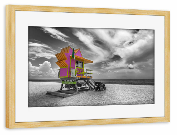 Poster mit Rahmen kiefer "MIAMI BEACH Pink Florida Flair" artboxONE - Architektur,Reise / Strand und Meer,Reise / Länder