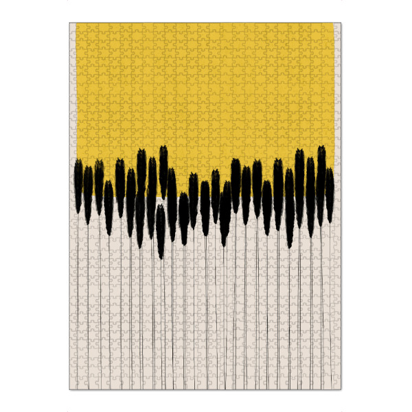 Puzzle Ravensburger "Cats & Dotz-Abstract Ears" artboxONE - Abstrakt - Abstract,Modern,Scandi,Form,Brush,Yellow,Black - Bild abstract