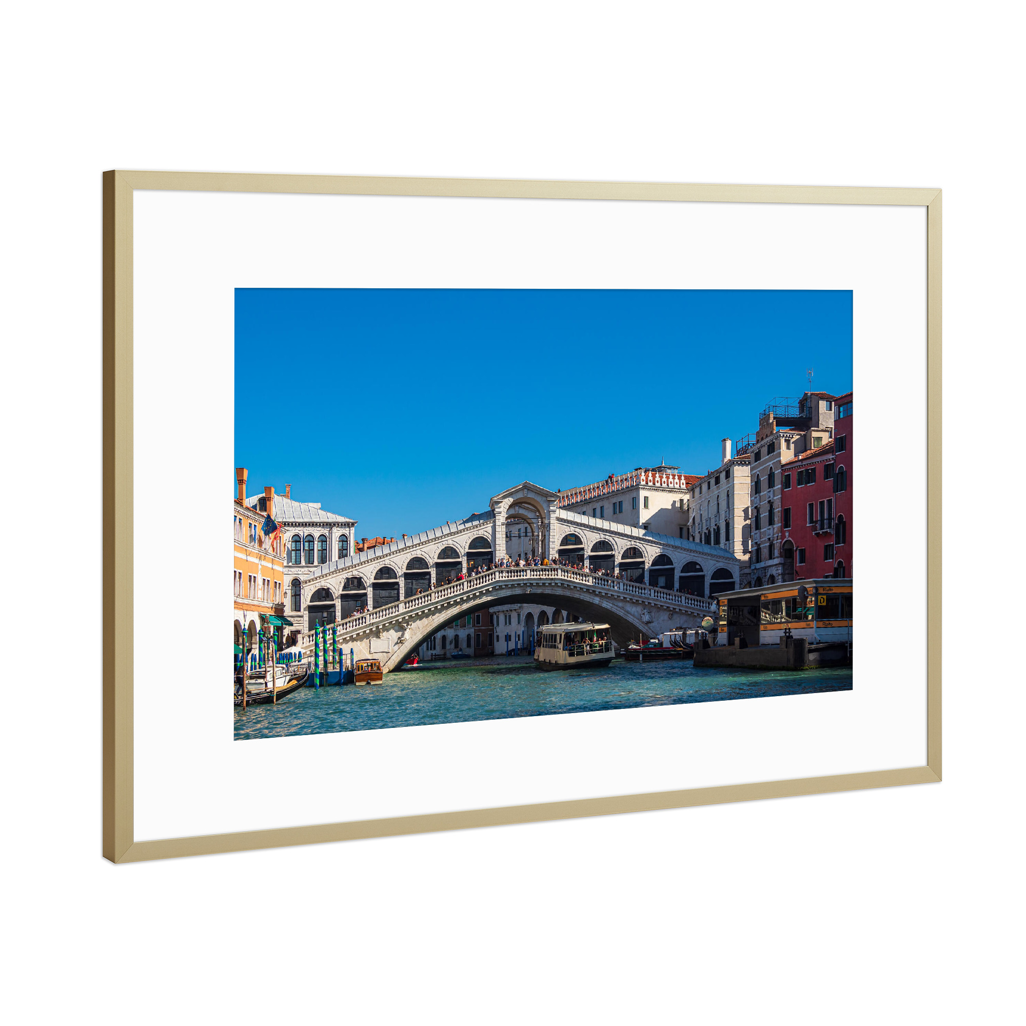 Poster mit Rahmen Gold "Canal Grande und Rialto Brücke" artboxONE - Reise,Architektur,Städte / Venedig