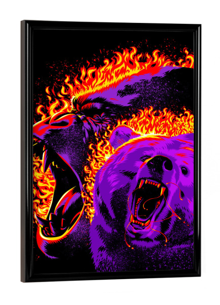 Poster mit schwarzem Rahmen "Gorilla und Bär aus der Hölle" artboxONE - Tiere,Fiktion