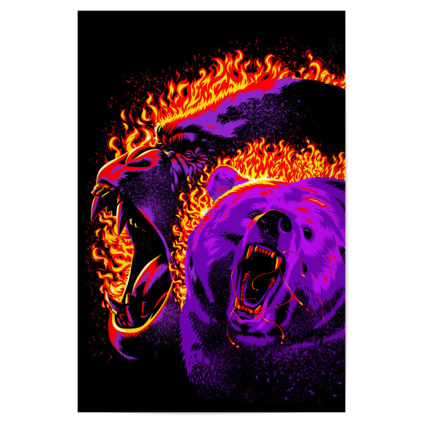 Poster 30x20 cm "Gorilla und Bär aus der Hölle" artboxONE - Tiere,Fiktion