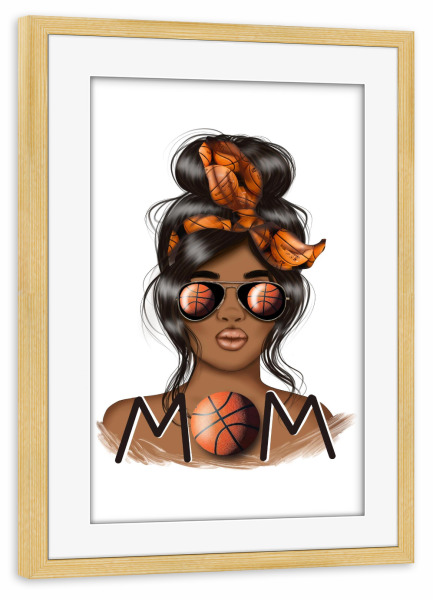 Poster mit Rahmen kiefer "Basketball-Mutter-Illustration" artboxONE - Fashion,Sport,Sport / Motivation,Für Mama,Lustig