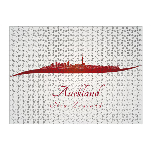 artboxONE Puzzle "Skyline von Auckland in Rot" artboxONE - Städte - Skyline,Stadt,Denkmäler,Metropole,Reise,Tourismus,Geschenk,Souvenir,Rot