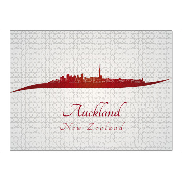 Puzzle Ravensburger "Skyline von Auckland in Rot" artboxONE - Städte - Skyline,Stadt,Denkmäler,Metropole,Reise,Tourismus,Geschenk,Souvenir,Rot