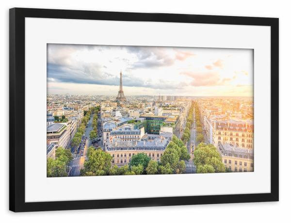 Poster mit Rahmen schwarz "Orangefarbene Pariser Stadt" artboxONE - Städte,Reise,Architektur,Städte / Paris,Reise / Länder