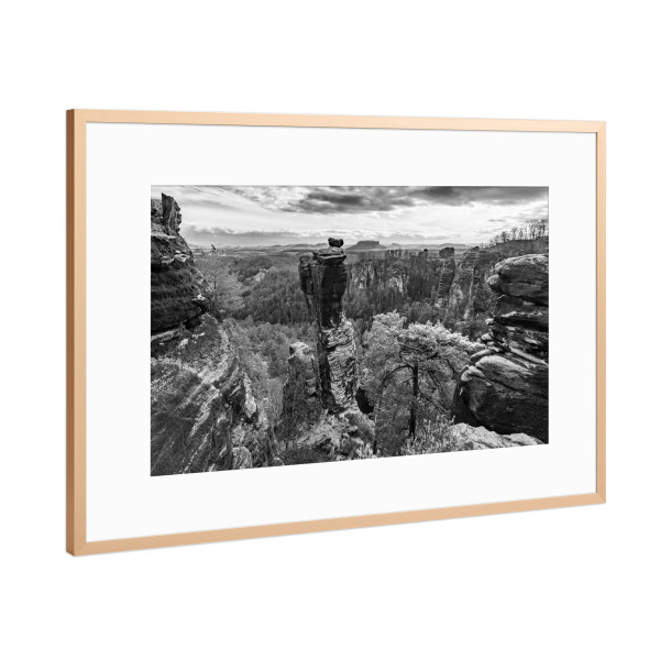 Poster mit Rahmen Kupfer "Elbsandsteingebirge Felsenwelt" artboxONE - Natur,Reise,Schwarzweiß
