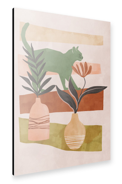 Alu-Dibond "Abstract Green Cat" 30x20 cm artboxONE