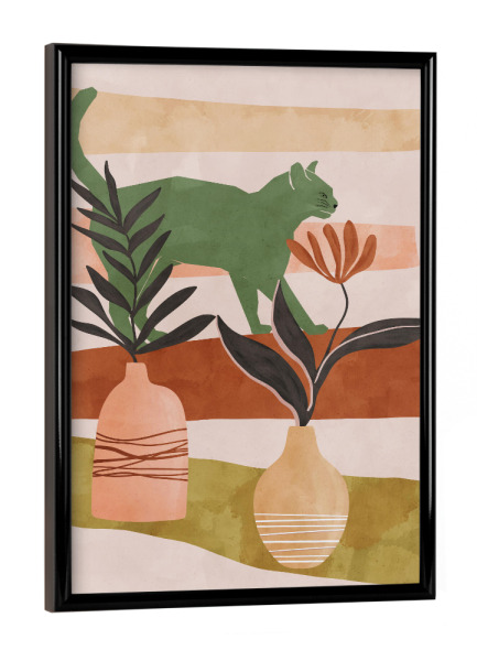 Poster mit schwarzem Rahmen "Abstract Green Cat" artboxONE - Floral,Tiere,Abstrakt