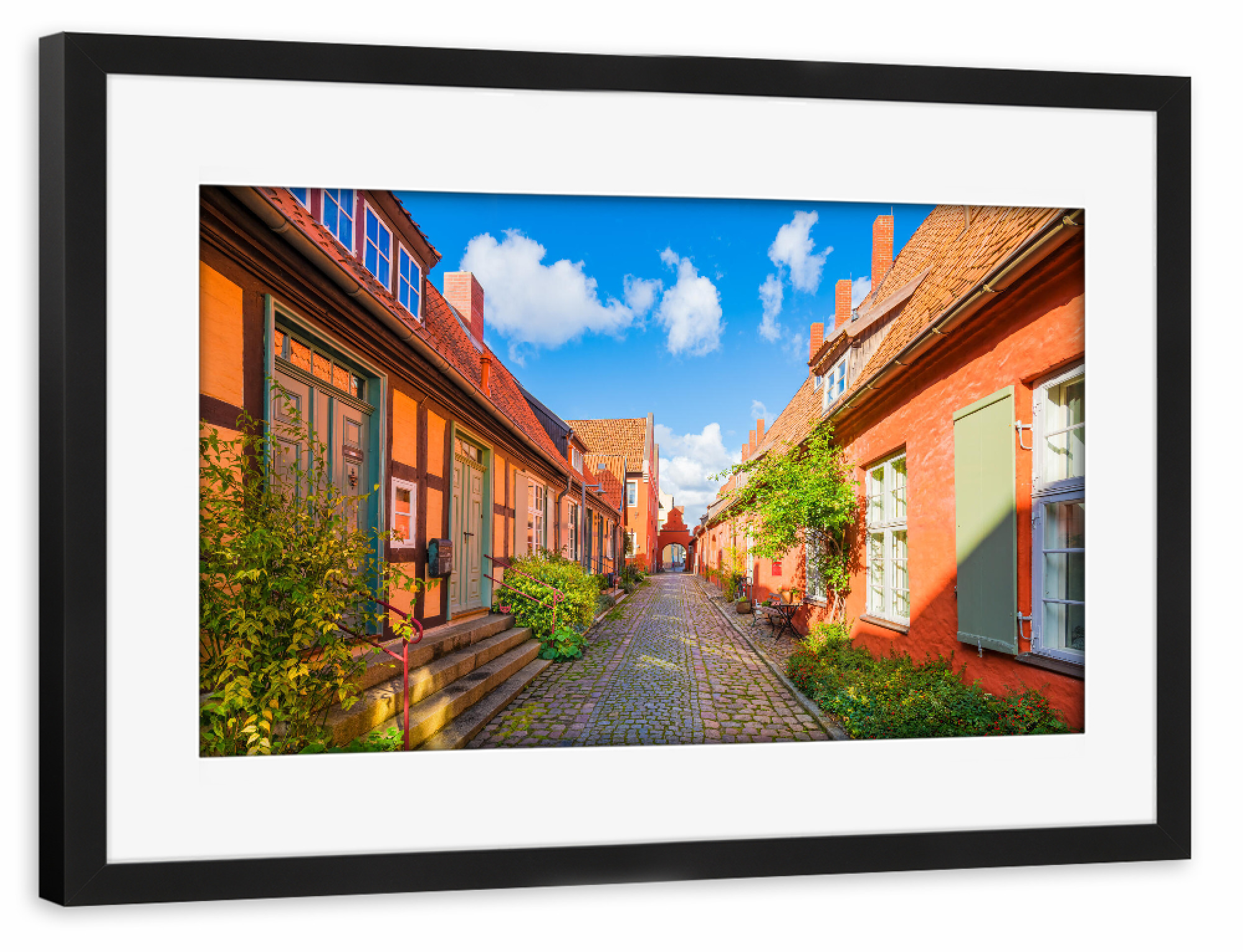 Poster mit Rahmen schwarz "Die Altstadt von Stralsund" artboxONE - Städte