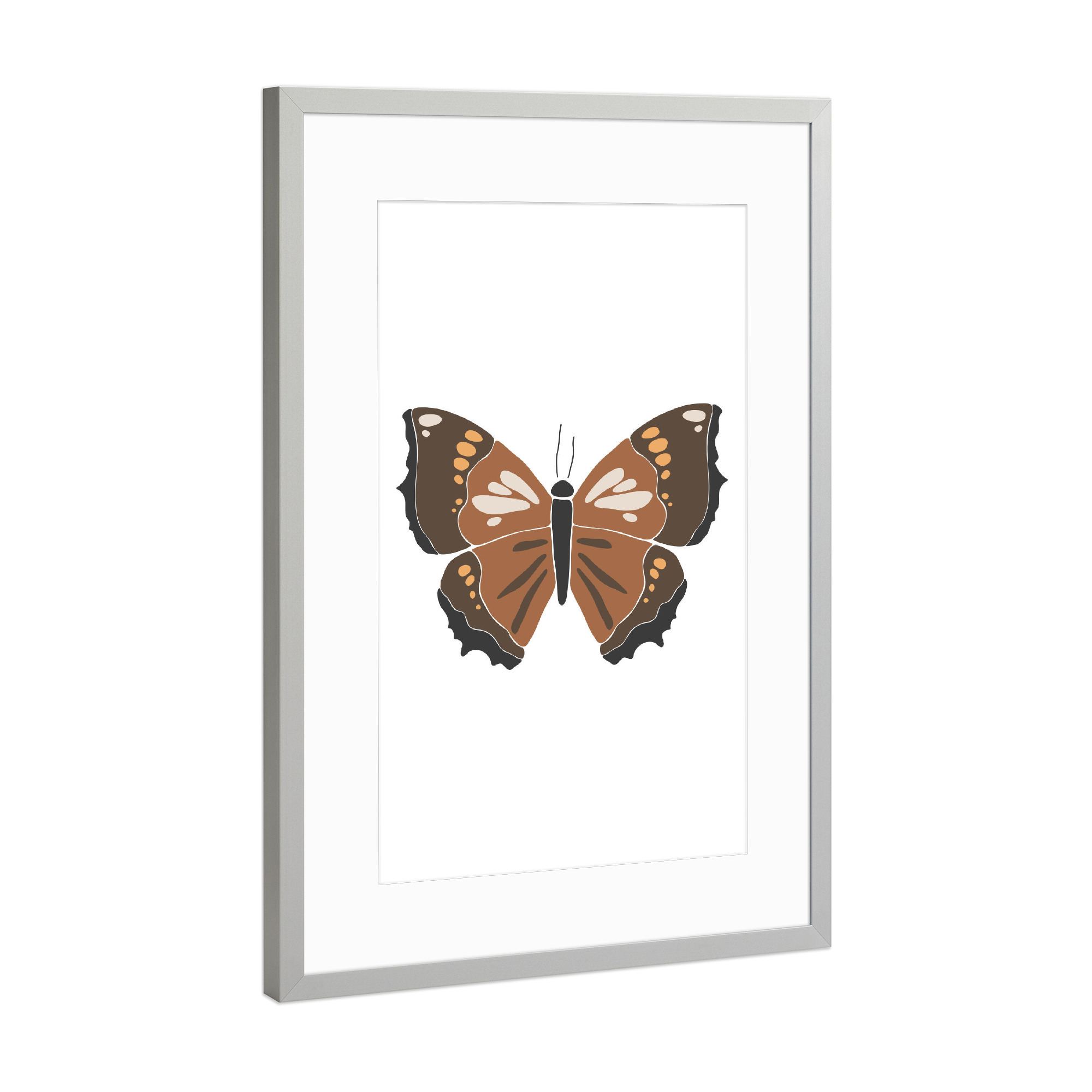 Poster mit Rahmen Silber "Boho-Schmetterling" artboxONE - Tiere - Boho,Schmetterling,Insektenkunst,Insekt,Tier,Bedruckbar,Einzigartig,Design,Kunst