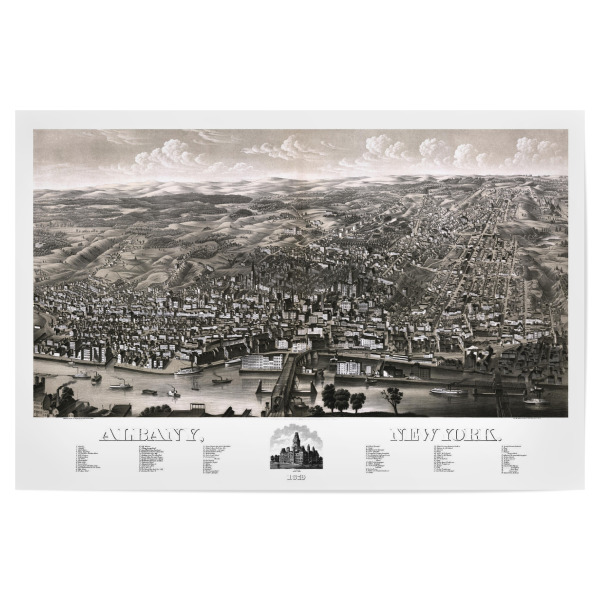 Poster 30x20 cm "Albany-New York-1879-Karte" artboxONE - Städte,Kartografie - Karte,Karten,Flach,Jahrgang,Stadt,Alte,Retro,Abbildung,Reise,Souvenir