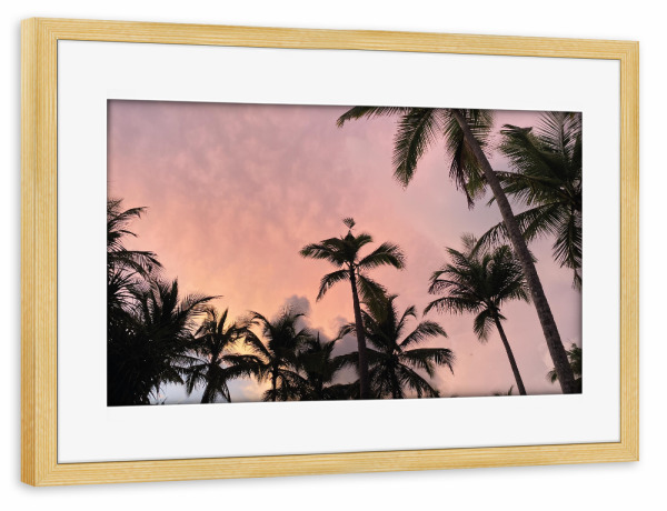 Poster mit Rahmen kiefer "Sunset Palmtrees" artboxONE - Natur,Reise,Reise / Strand und Meer