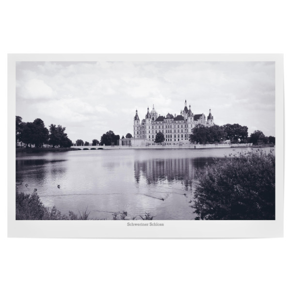 Poster 30x20 cm "Das Schweriner Schloss" artboxONE - Städte,Reise,Schwarzweiß,Architektur,Reise / Länder