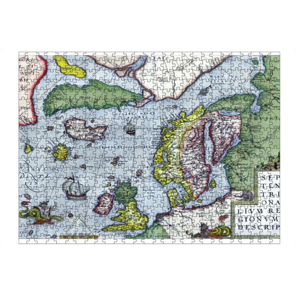 Puzzle Ravensburger "Karte von Nordeuropa" artboxONE - Reise,Kartografie - Karte,Retro,Bildlich,Alt,Farbe,Weltkarte,Reise - Bild karte