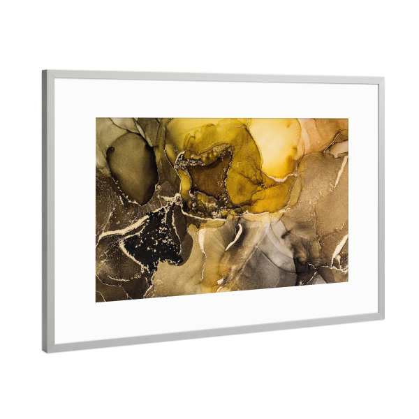 Poster mit Rahmen Silber "Malen mit Alkoholtinte" artboxONE - Abstrakt