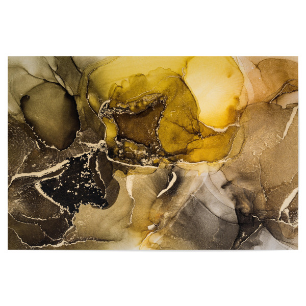 Poster "Malen mit Alkoholtinte" artboxONE - Abstrakt - Alkoholtinte,Gold,Glitzer,Flüssigkeit,Kunst,Braun,Aquarell,Tinte,Strudel,Marmor