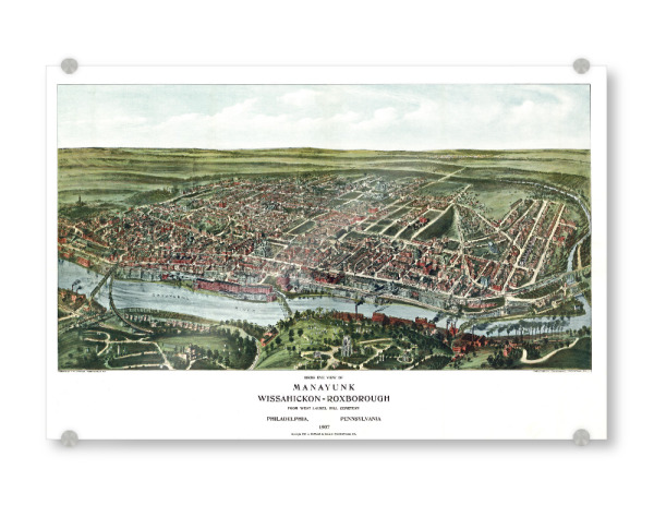 Acrylglasbild "Bildliche Karte von Philadelphia" artboxONE - Städte,Architektur,Kartografie