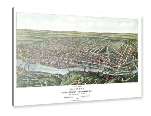 Alu-Dibond "Bildliche Karte von Philadelphia" 30x20 cm artboxONE