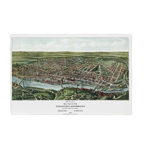 Metall Poster "Bildliche Karte von Philadelphia" artboxONE - Städte,Architektur,Kartografie