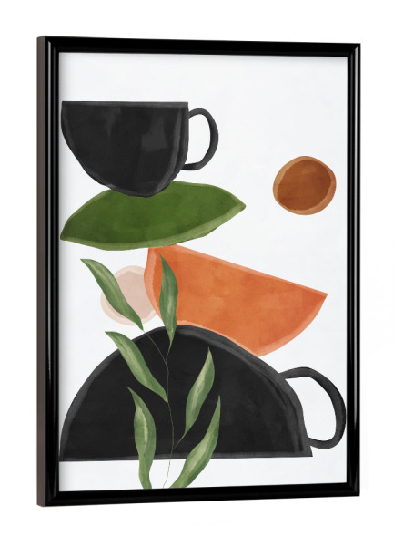 Poster mit schwarzem Rahmen "Ein Haufen Tassen" artboxONE - Floral,Essen & Trinken,Geometrie