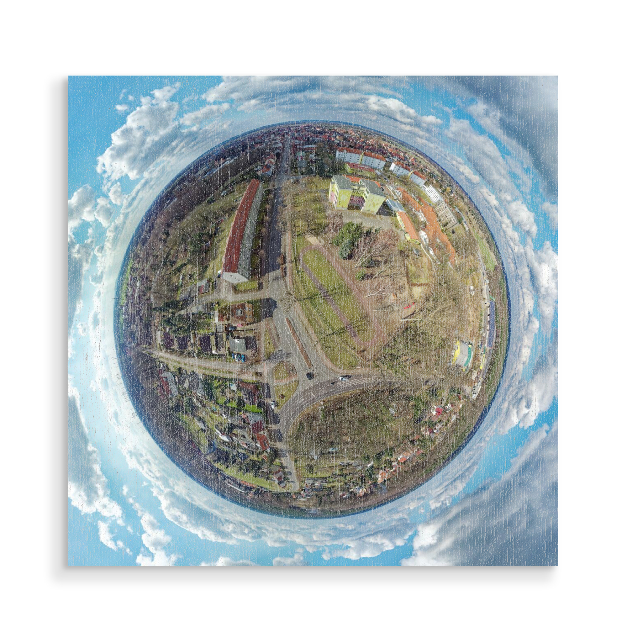 Holzbild "Tangerhütte und Gesamtschule" artboxONE - Städte,Reise,Architektur,Reise / Länder,Städte / Weitere