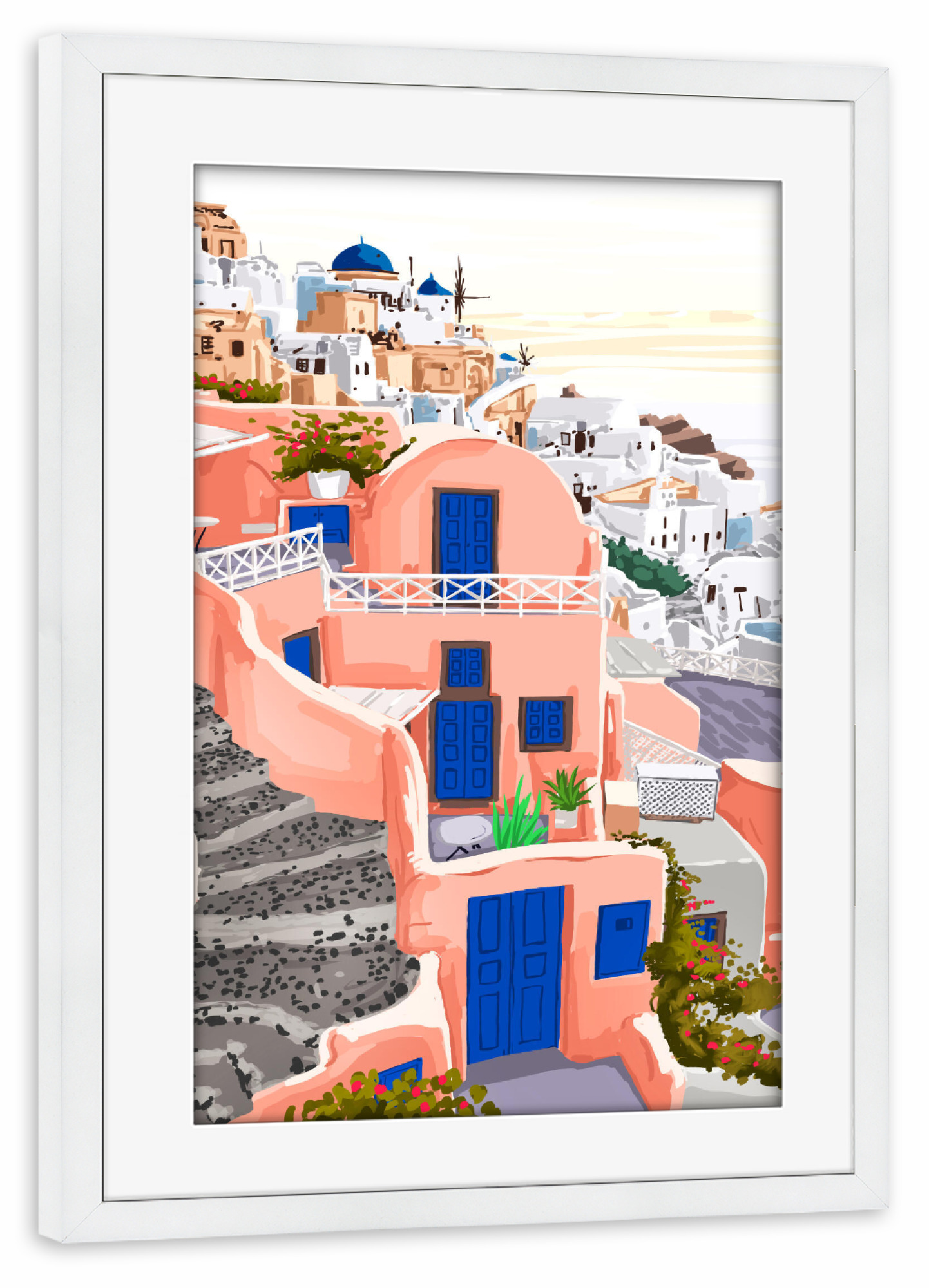 Poster mit Rahmen weiß "Santorini Greece Architecture" artboxONE - Städte,Architektur