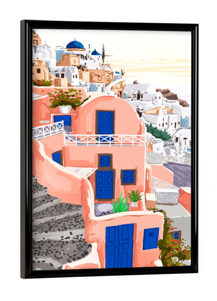 Poster mit schwarzem Rahmen "Santorini Greece Architecture" artboxONE - Städte,Architektur