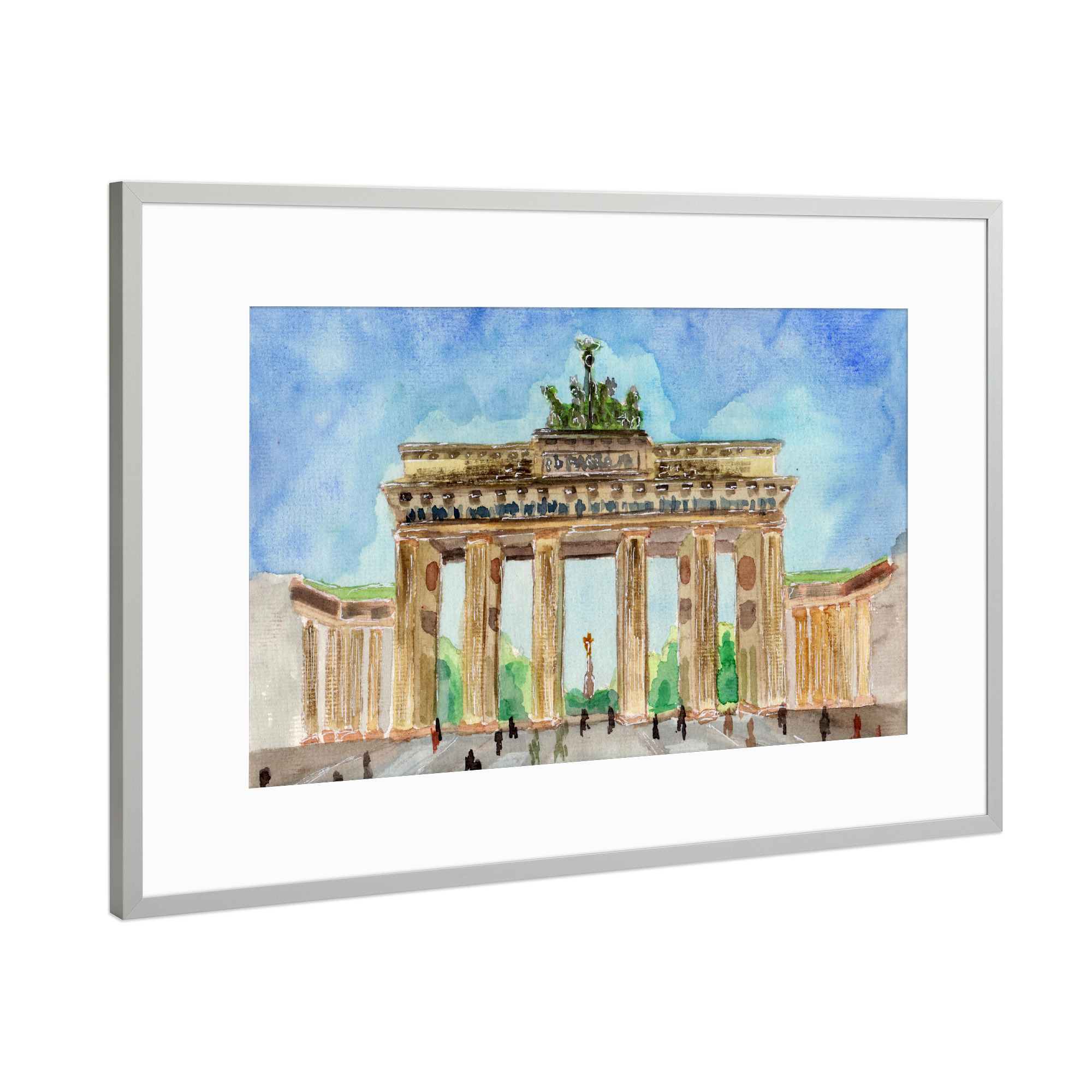 Poster mit Rahmen Silber "Brandenburger Tor Berlin" artboxONE - Städte / Berlin,Architektur,Reise / Länder