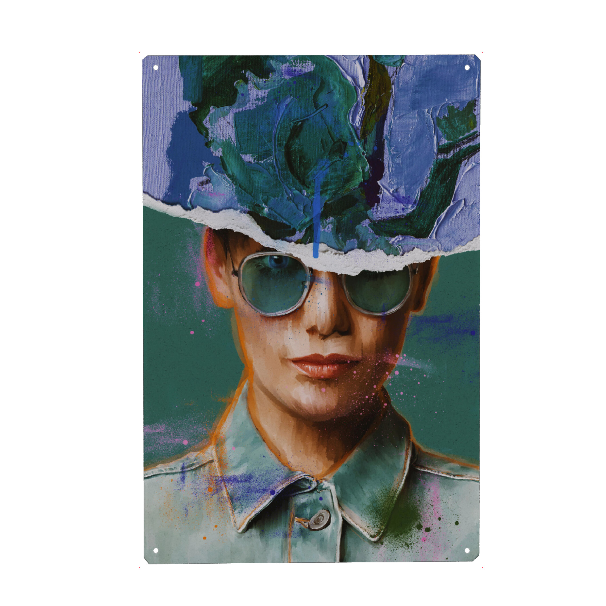Metall Poster "Lizzie Green" artboxONE - Abstrakt,Menschen,Fashion