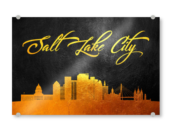 Acrylglasbild "Gold in Salt Lake City, Utah" artboxONE - Städte - Salt lake city,Gold,Skyline,Utah