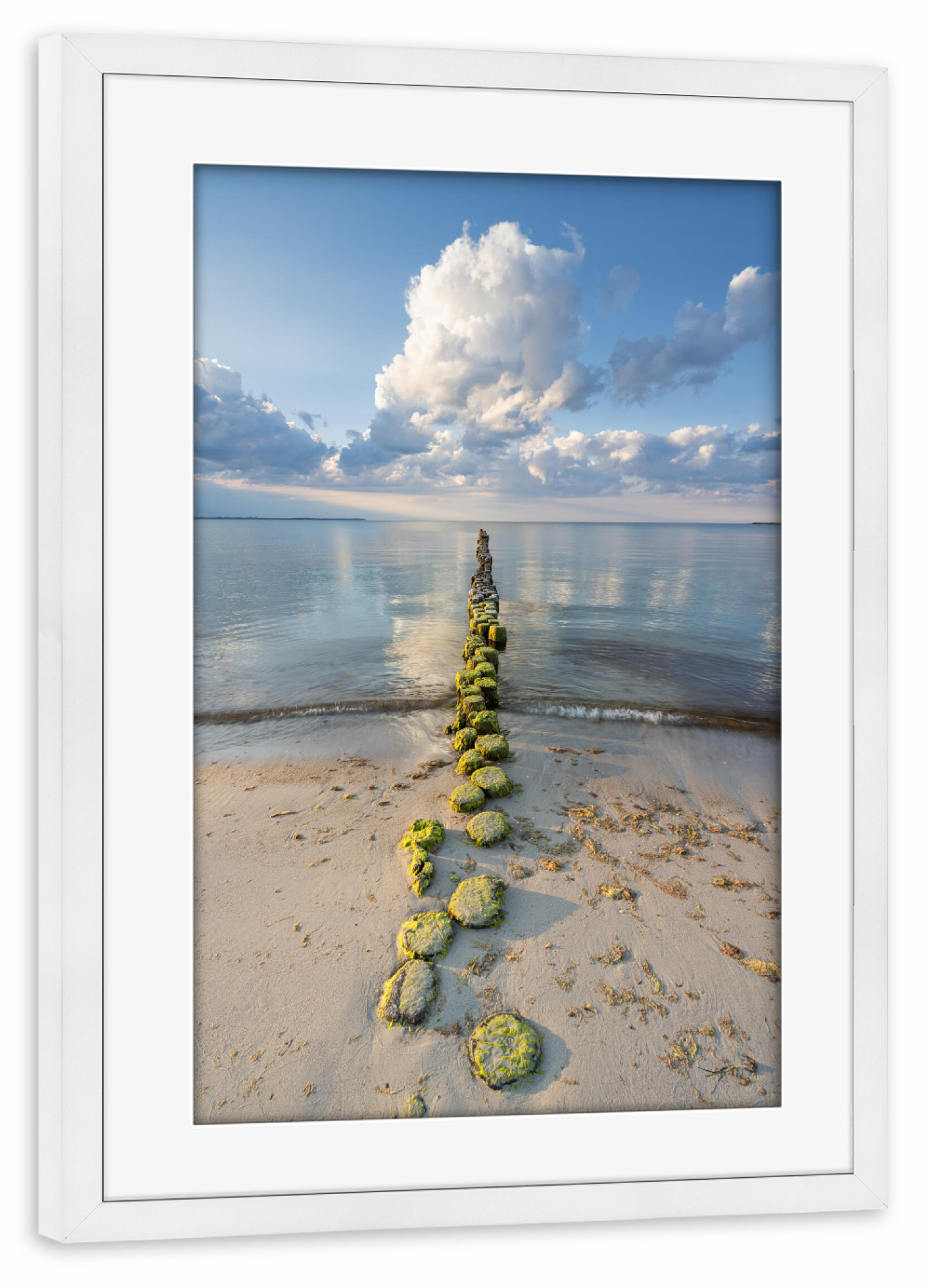 Poster mit Rahmen weiß "Buhne an der Ostsee" artboxONE - Natur,Reise,Reise / Strand und Meer