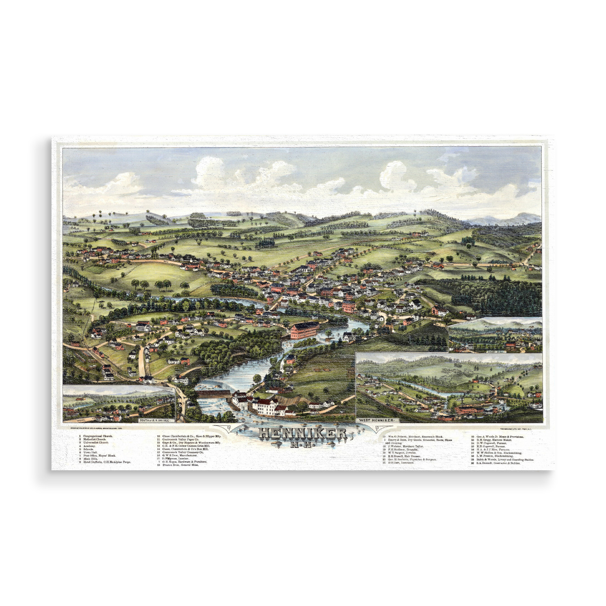 Holzbild "Bildliche Karte von New Hampshire" artboxONE - Architektur,Kartografie