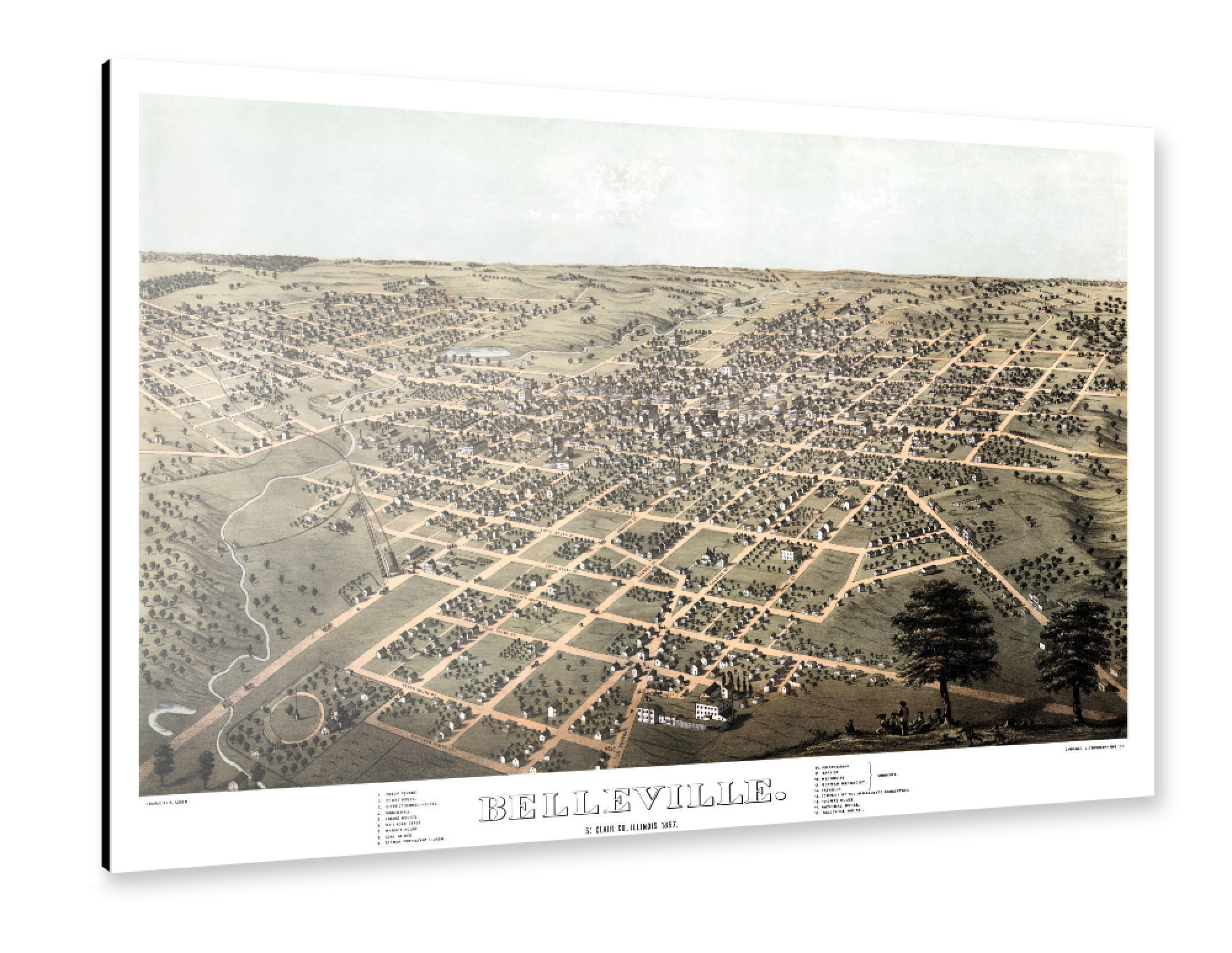 Alu-Dibond "Karte von Belleville - Illinois" 75x50 cm artboxONE