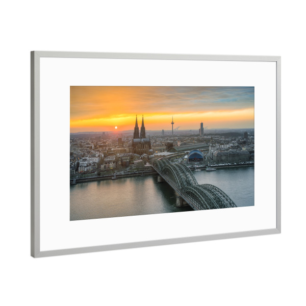 Poster mit Rahmen Silber "Blick über Köln" artboxONE - Städte / Köln,Reise,Architektur