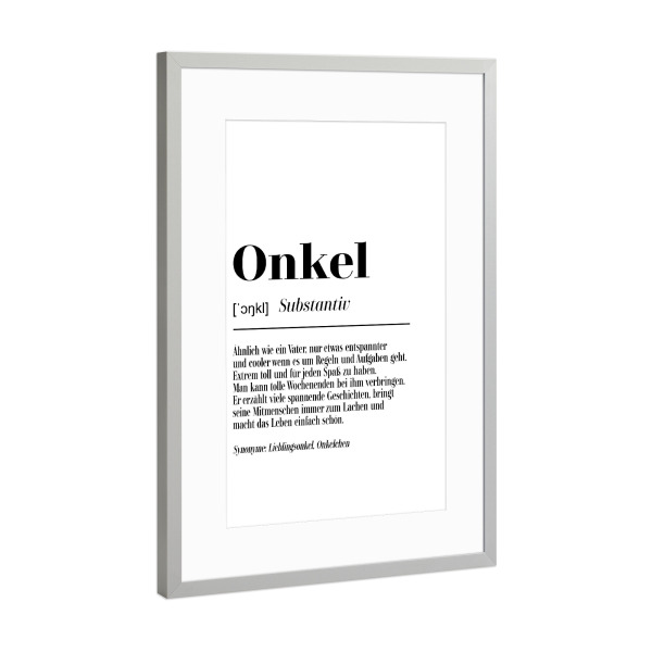 Poster mit Rahmen Silber "Onkel Definition" artboxONE - Typografie,Schwarzweiß,Für Papa,Männer